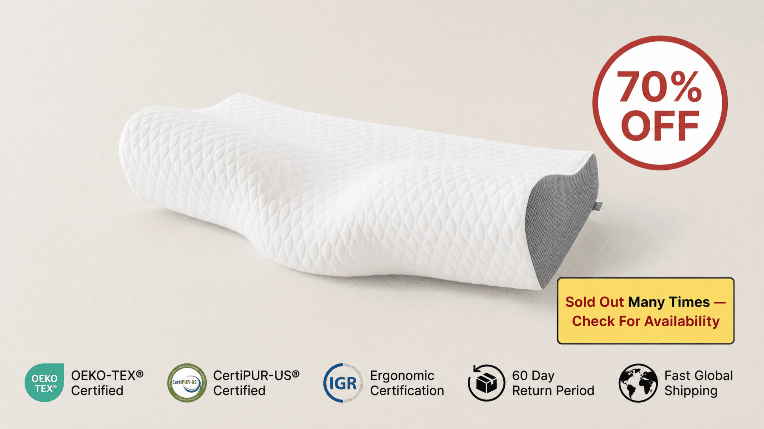 Derila Ergo pillow special offer with 70 percent off